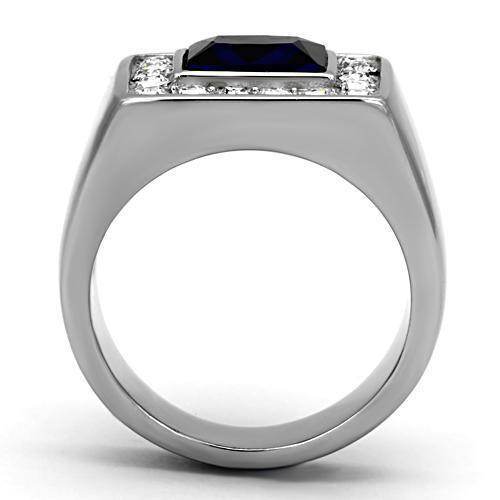 Stylish men's fashion rings for vacation featuring a striking blue gemstone and elegant silver design