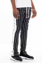 Men's VacationGrabs fashion track pants in black and white stripes for a stylish vacation look