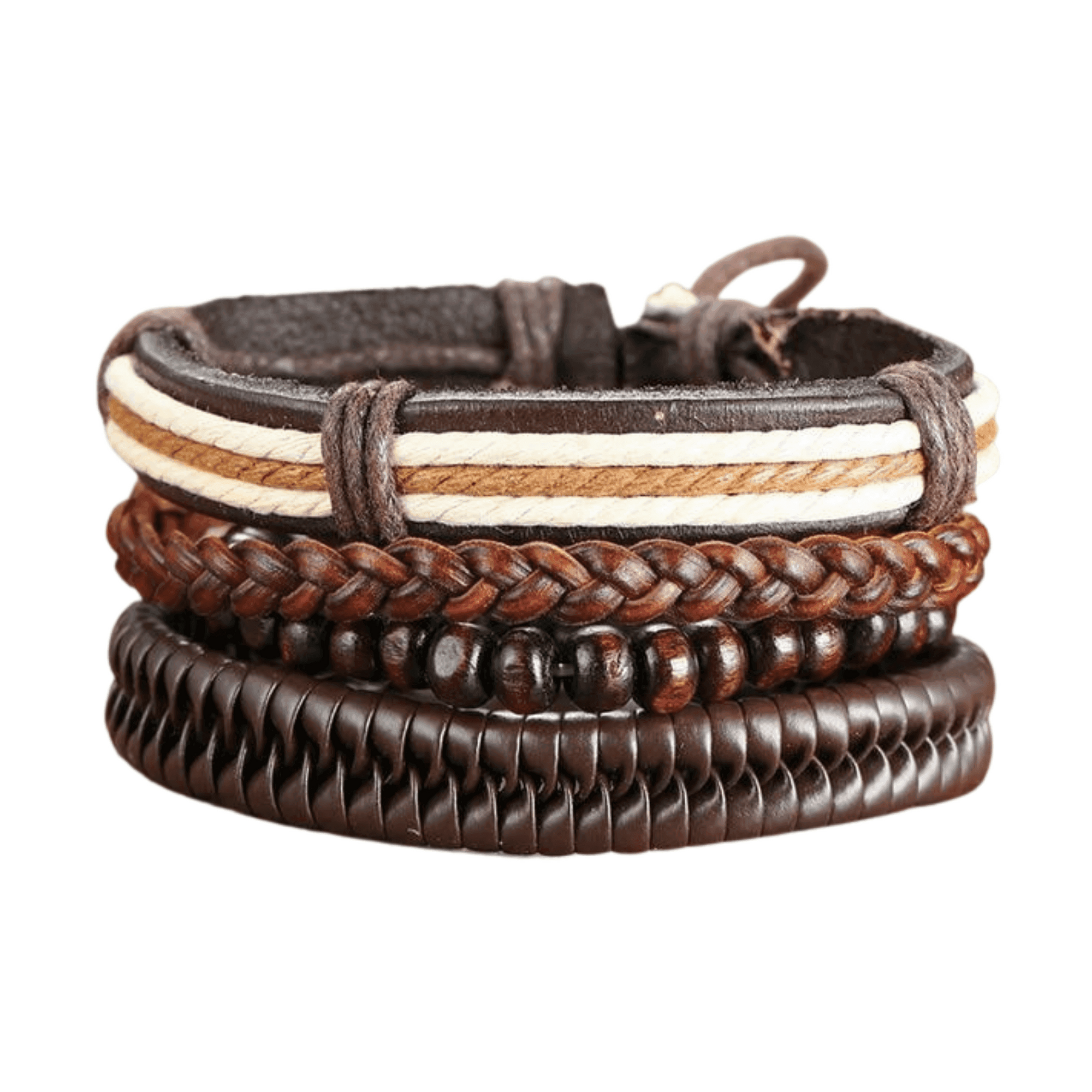 Set of stylish leather wristbands from VacationGrabs, ideal fashionable mens accessories for casual outfits