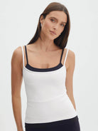 Faux Layered Square Neck Cropped Cami - VacationGrabs