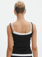 Faux Layered Square Neck Cropped Cami - VacationGrabs