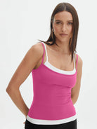 Faux Layered Square Neck Cropped Cami - VacationGrabs