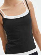 Faux Layered Square Neck Cropped Cami - VacationGrabs