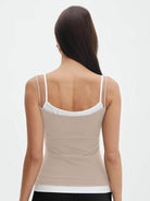 Faux Layered Square Neck Cropped Cami - VacationGrabs