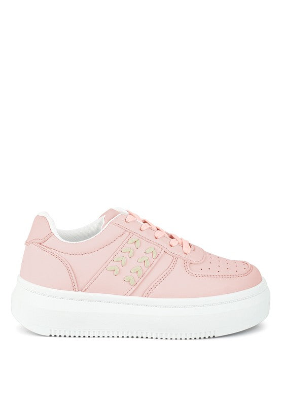Women's faux leather pink sneakers, stylish and comfortable everyday wear