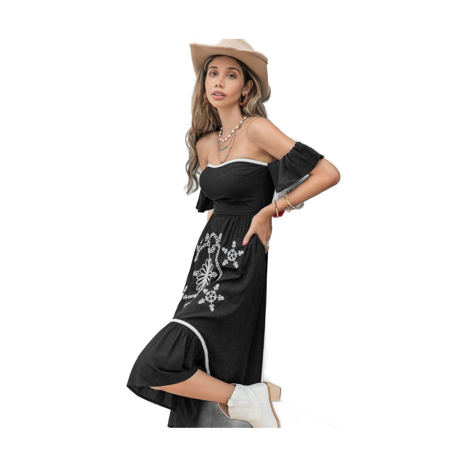 High-Low Off-Shoulder Dress - VacationGrabs
