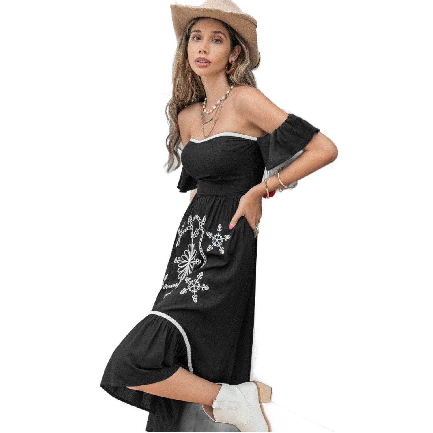 High-Low Off-Shoulder Dress - VacationGrabs