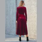 Tie Front Long Sleeve Slit Dress - VacationGrabs