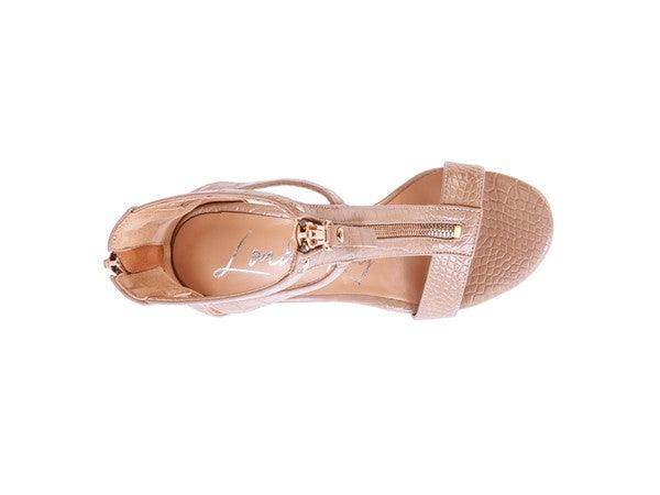 Felicity Zip Up Croc Textured Sandals - VacationGrabs