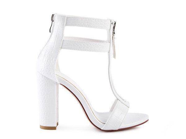 Felicity Zip Up Croc Textured Sandals - VacationGrabs