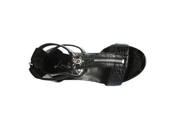 Felicity Zip Up Croc Textured Sandals - VacationGrabs