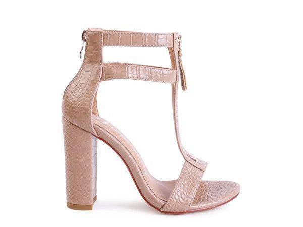 Felicity Zip Up Croc Textured Sandals - VacationGrabs
