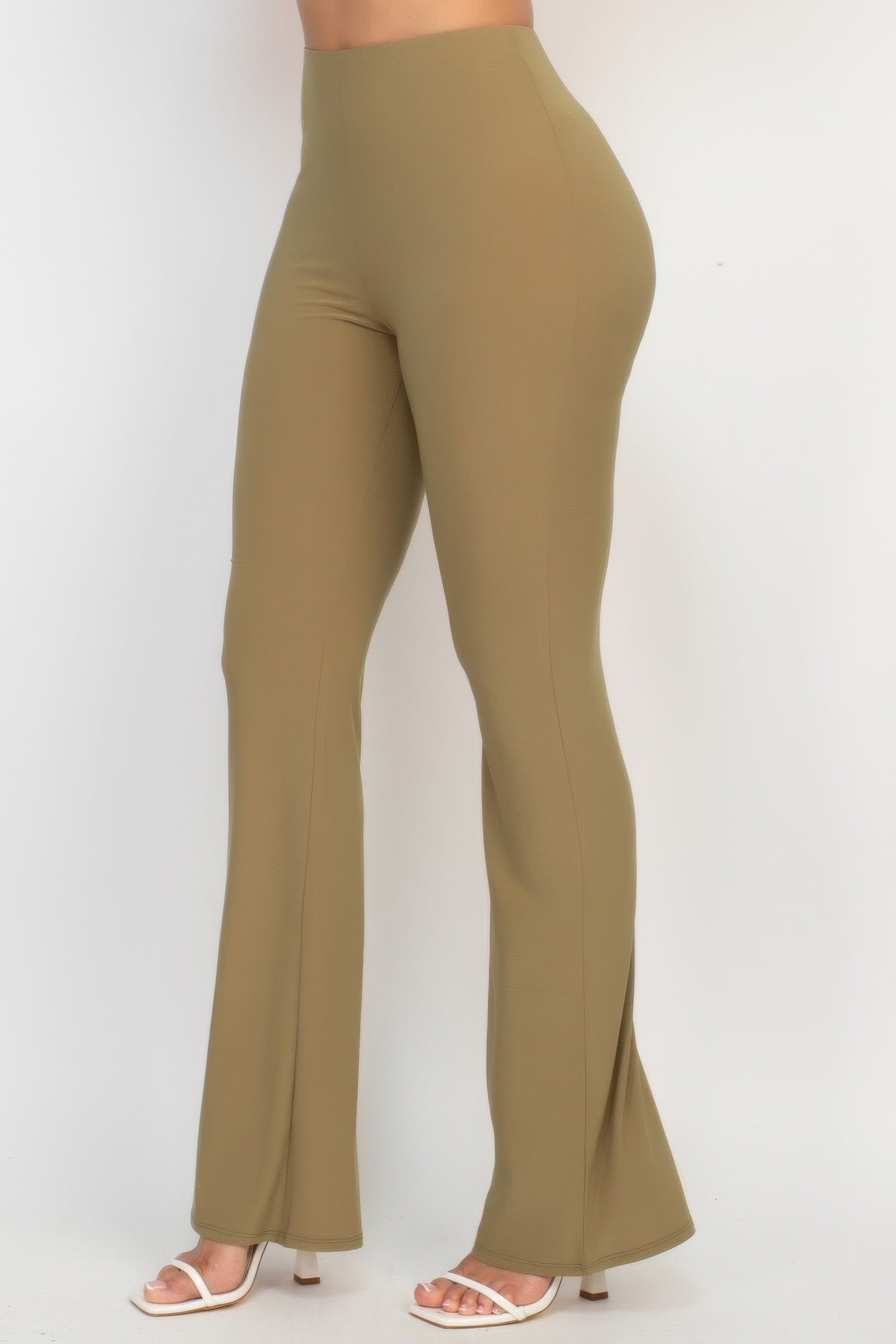 VacationGrabs women's fit and flare casual pants in olive green with a high waist design