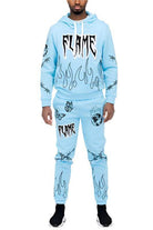 Flame Fire Chenille Hoodie Sweat Set - VacationGrabs