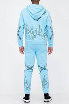 Flame Fire Chenille Hoodie Sweat Set - VacationGrabs