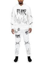Flame Fire Chenille Hoodie Sweat Set - VacationGrabs