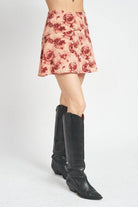 Floral Flared Mini Skirt - VacationGrabs