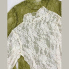 Floral print lace long sleeves top - VacationGrabs
