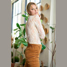 Floral print lace long sleeves top - VacationGrabs