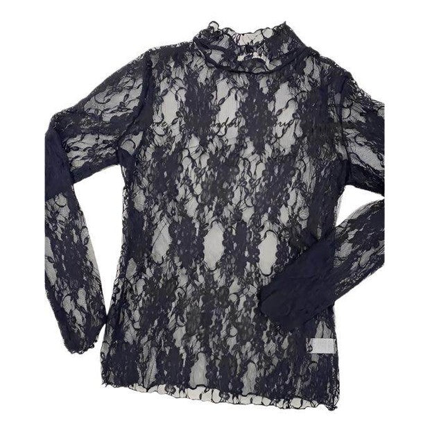 Floral print lace long sleeves top - VacationGrabs