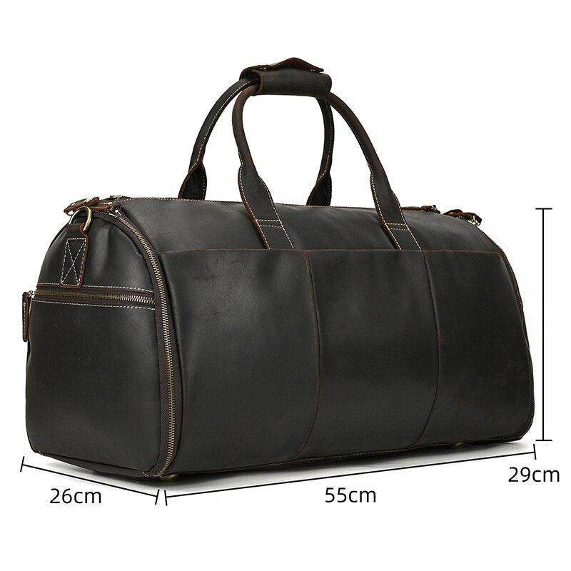 Stylish foldable leather suit bag by VacationGrabs, perfect for travel and storage