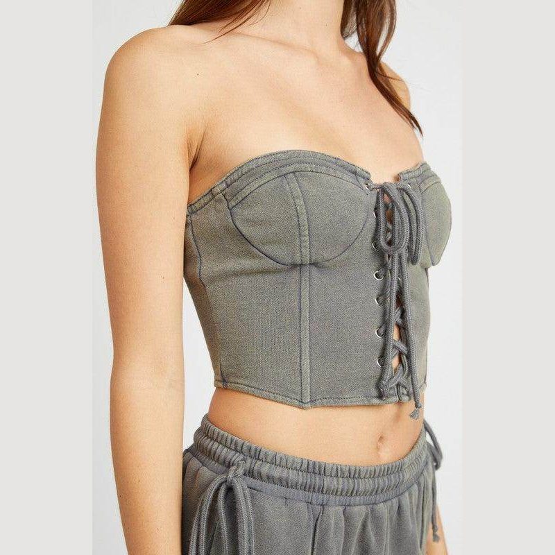 French Terry Strapless Bustier Top - VacationGrabs