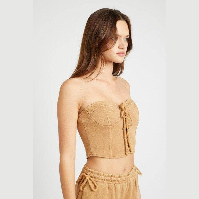 French Terry Strapless Bustier Top - VacationGrabs