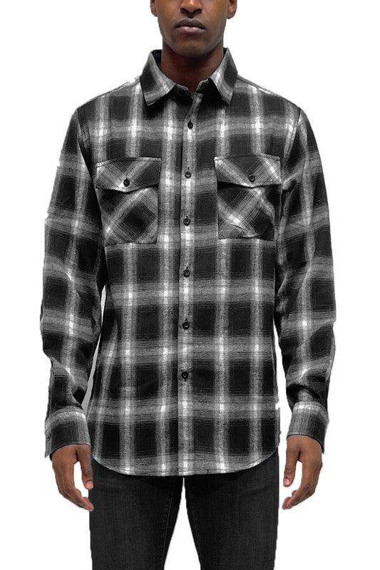 Full Plaid Checkered Flannel Long Sleeve - VacationGrabs