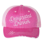 Ocean and 7th Funny Embroidered Hats for Men in Pink with Designated Drinker Text
