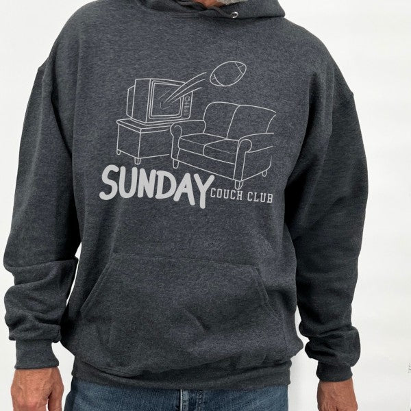 ATTA TOOD Funny Football Hoodie featuring a Couch and TV graphic, perfect for game day lounging
