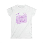 White Women's Shirt with 'Future Daughter-In-Law Gift' Graphic Design in Purple Floral Print