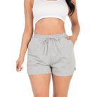 VacationGrabs gray french terry shorts for women with drawstring waist and side pockets