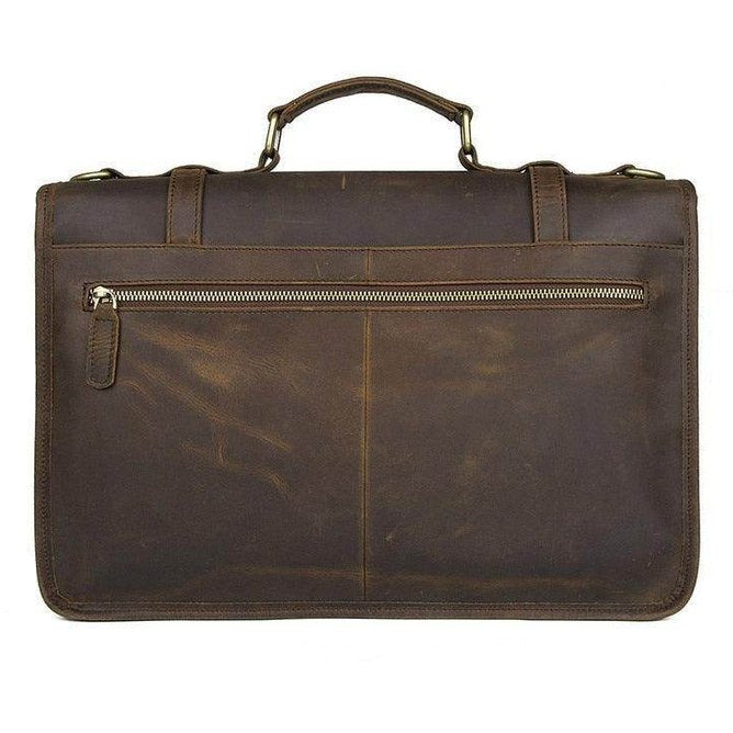VacationGrabs genuine leather business bag with a sleek design and a zippered pocket for organization