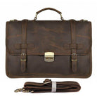 Genuine leather business bag from VacationGrabs featuring a classic design with adjustable strap and secure buckles