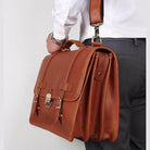 Genuine leather business bag in brown, stylish and functional for professionals on the go