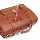 Water-resistant genuine leather business bag with durable buckles and handles for professionals