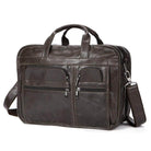Genuine leather business briefcase by VacationGrabs with multiple pockets and adjustable strap