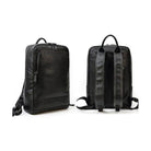 Stylish genuine leather laptop backpack with padded straps and multiple compartments for organization