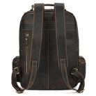 Genuine leather laptop backpack with comfortable padded straps and multiple compartments for organization