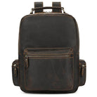 Stylish genuine leather laptop backpack with multiple pockets for organization and easy access