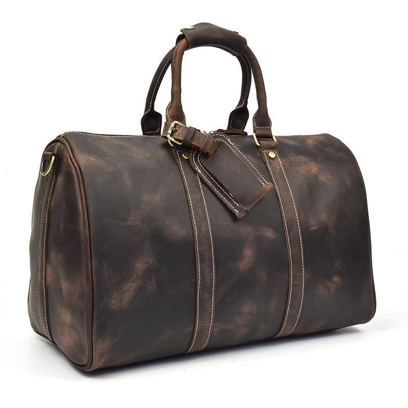 Duffel Bags in Dark, Earthy Brown Root Leather, Duffel Bags