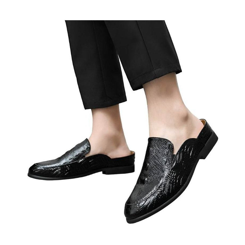 Stylish VacationGrabs genuine slip-on loafers in black with a sleek design for casual outings
