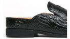 Genuine slip-on loafers in black with textured crocodile design for stylish men