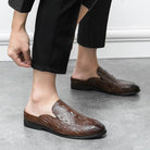 VacationGrabs genuine slip-on loafers in brown leather design, perfect for comfortable casual wear