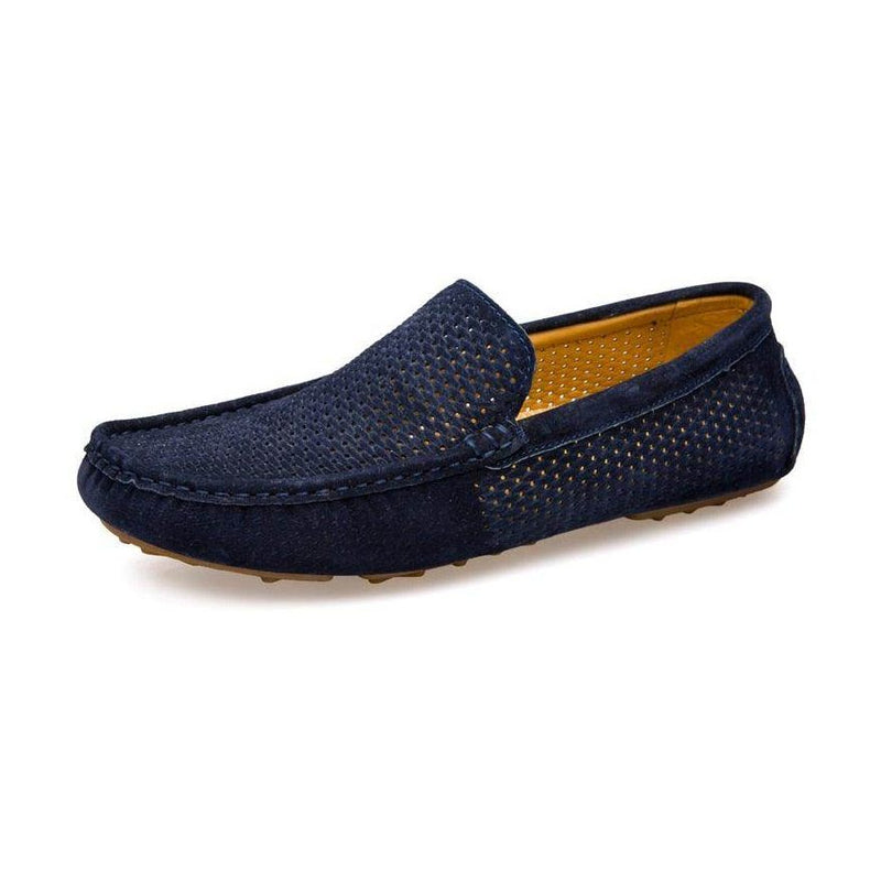 Men's VacationGrabs genuine suede loafers in navy with breathable design for casual style