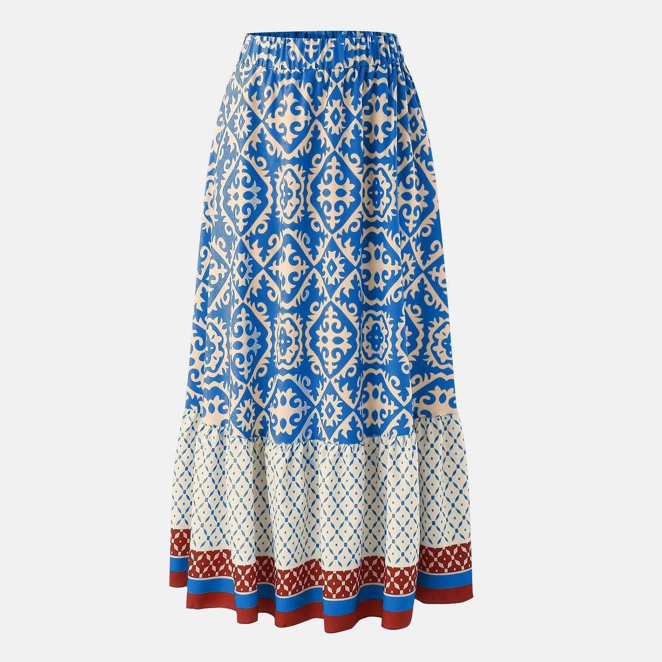 Geometric Elastic Waist Maxi Skirt - VacationGrabs