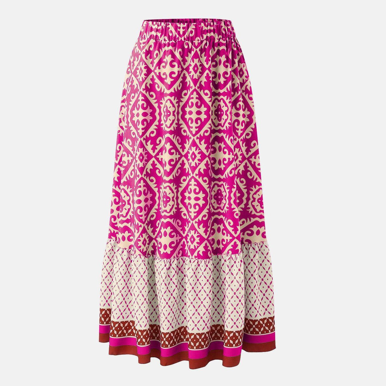 Geometric Elastic Waist Maxi Skirt - VacationGrabs