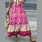 Geometric Elastic Waist Maxi Skirt - VacationGrabs