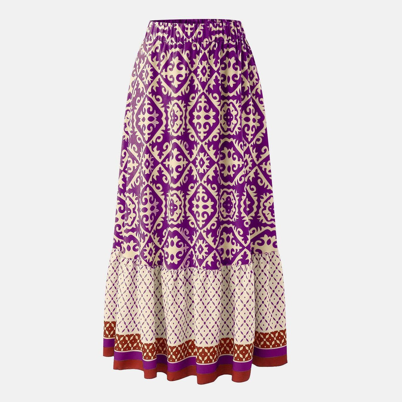 Geometric Elastic Waist Maxi Skirt - VacationGrabs