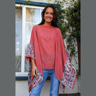 Geometric Embroidered Sleeve Kimono - VacationGrabs